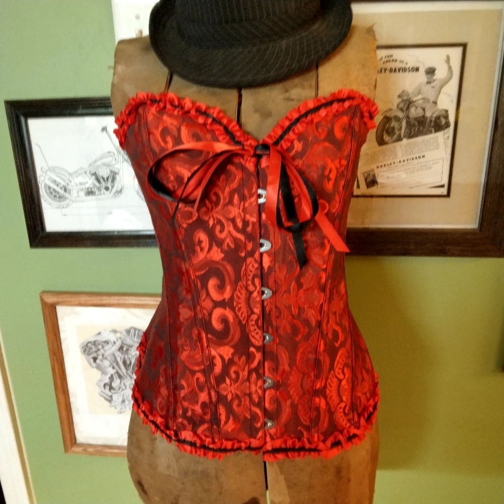 Elegant Red Corset with Black Accents